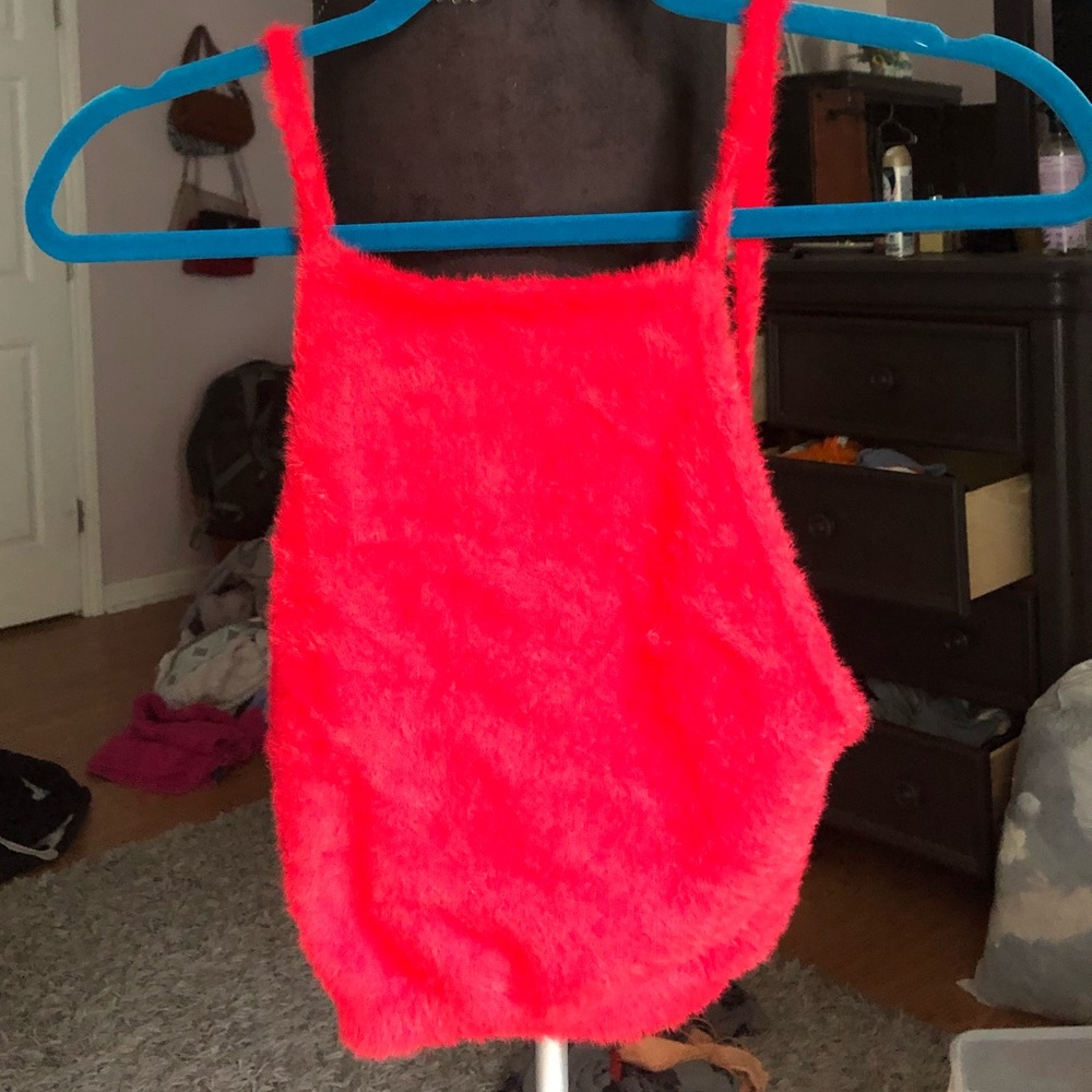Urban outfitters red, fuzzy, soft cropped tank